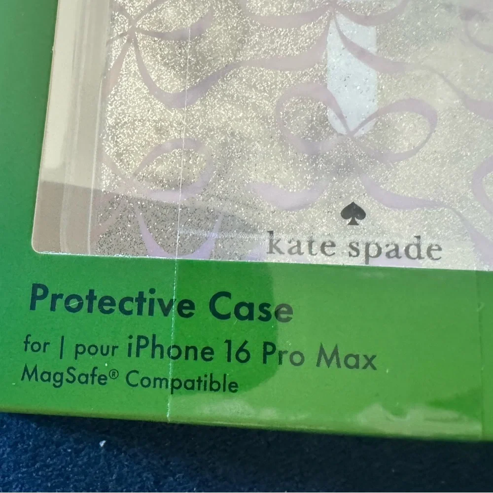 kate spade Clear iPhone Case w/ pretty pale pink bows& a little touch of shimmer